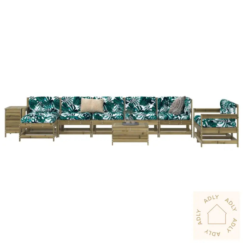 Hagesofasett 10 Deler Impregnert Furu