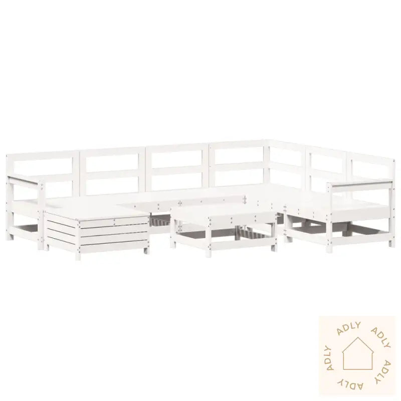 Hagesofasett 8 Deler Hvit Heltre Furu