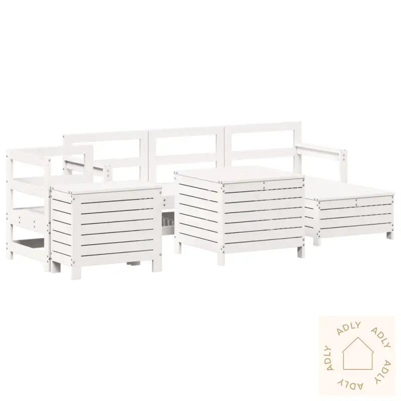 Hagesofasett 7 Deler Hvit Heltre Furu