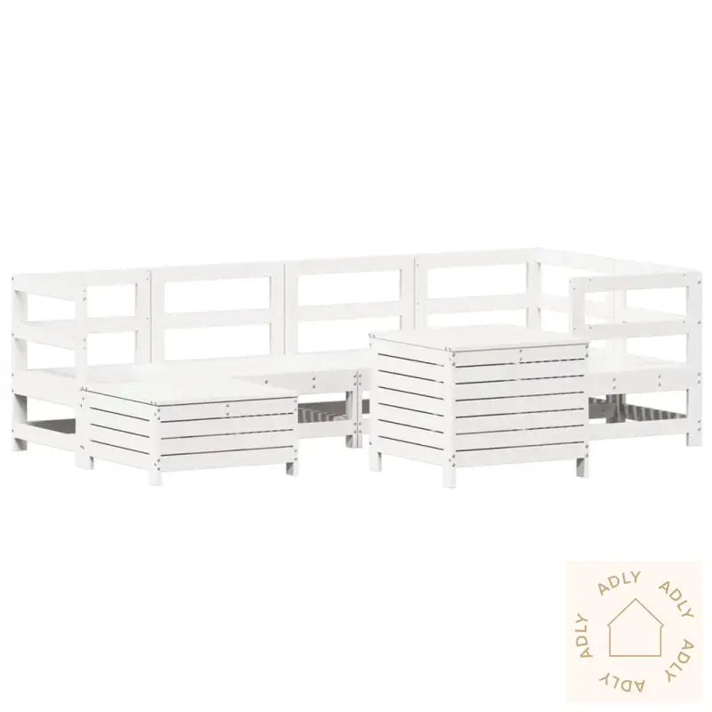 Hagesofasett 7 Deler Hvit Heltre Furu