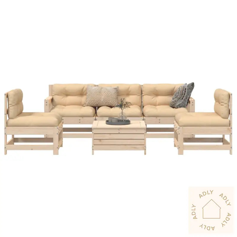 Hagesofasett 6 Deler Heltre Furu
