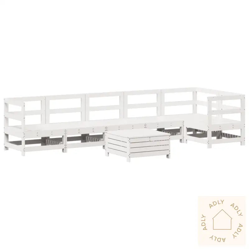 Hagesofasett 7 Deler Hvit Heltre Furu