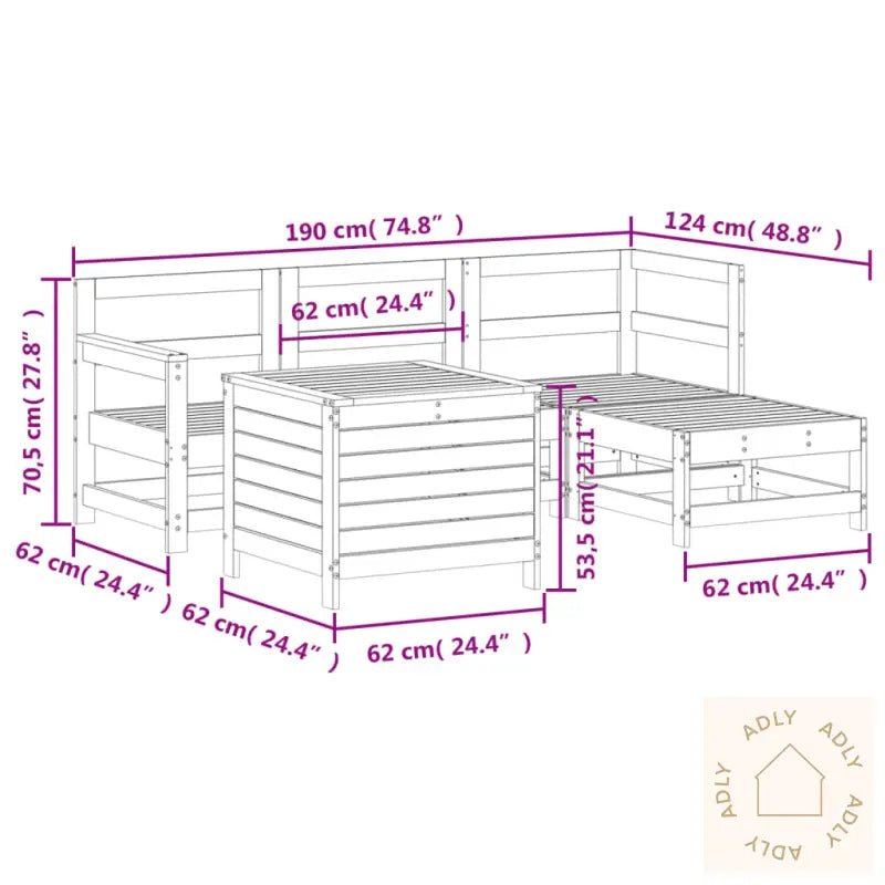 Hagesofagruppe 5 Deler Hvit Heltre Furu