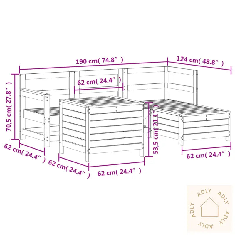 Hagesofagruppe 5 Deler Hvit Heltre Furu