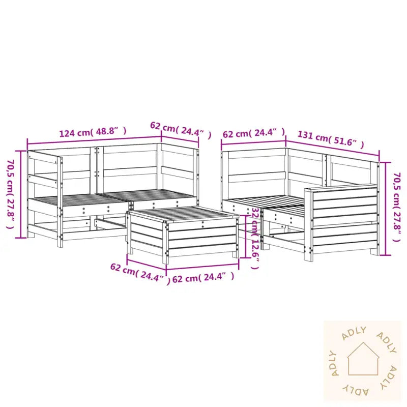 Hagesofagruppe 5 Deler Hvit Heltre Furu