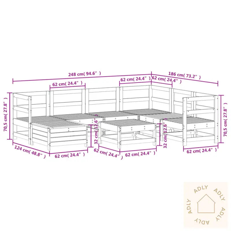Hagesofasett 8 Deler Heltre Furu