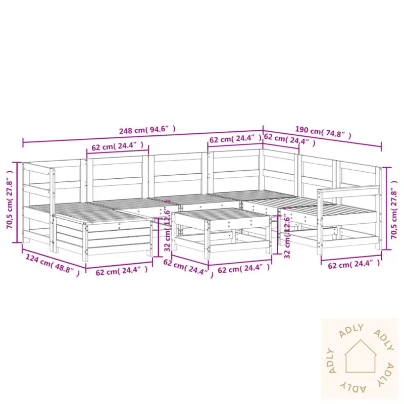 Hagesofasett 8 Deler Heltre Furu