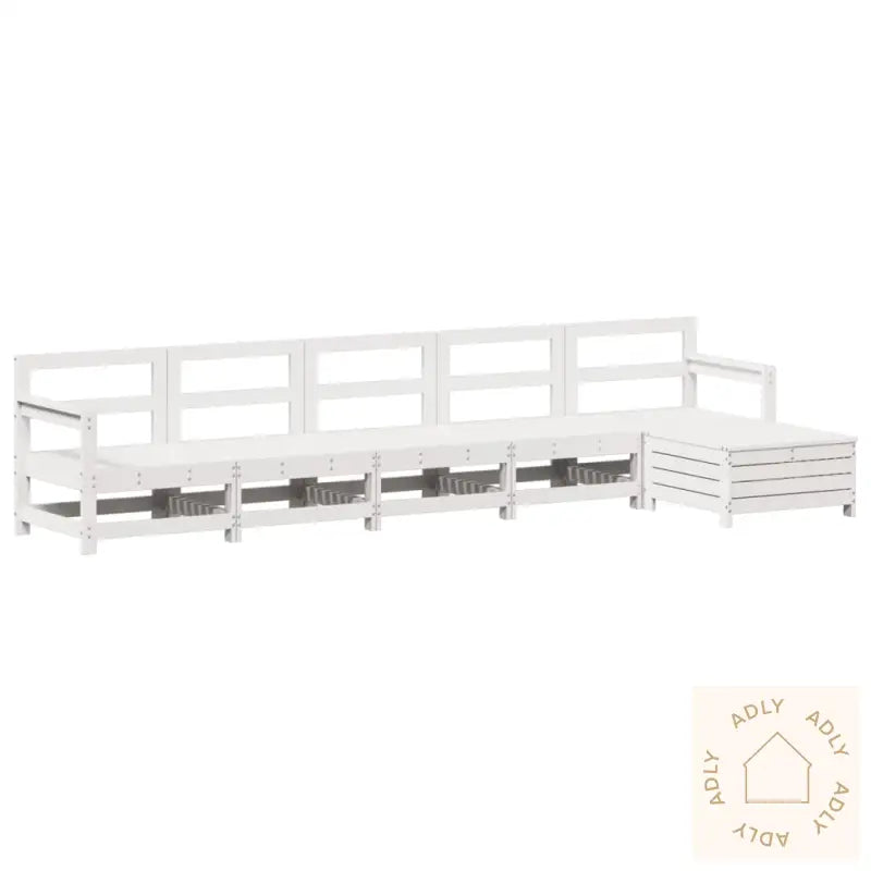 Hagesofasett 6 Deler Hvit Heltre Furu