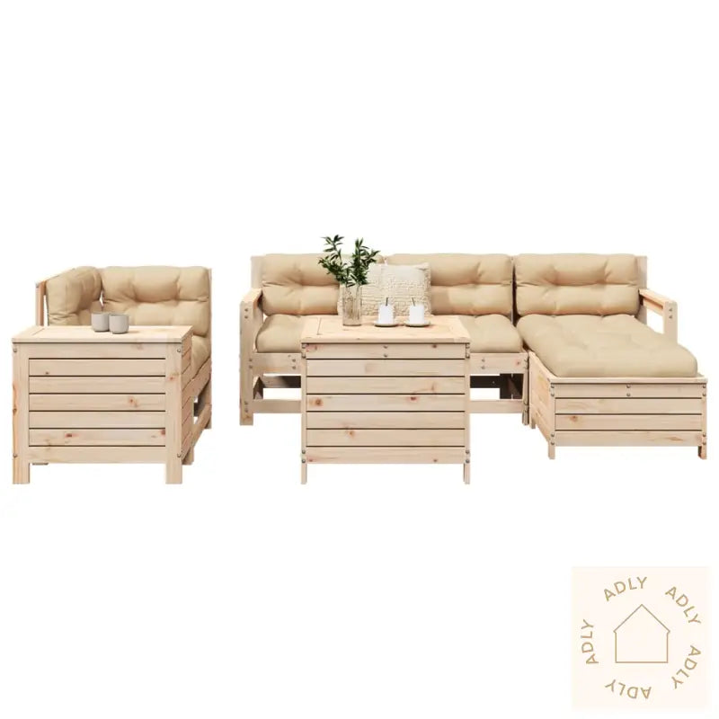 Hagesofasett 7 Deler Heltre Furu