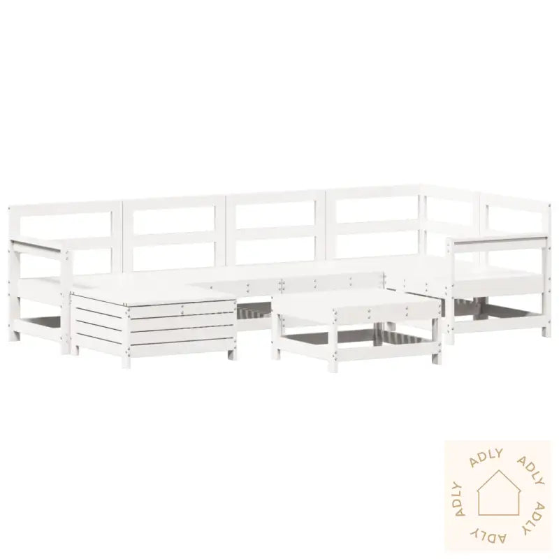 Hagesofasett 7 Deler Hvit Heltre Furu