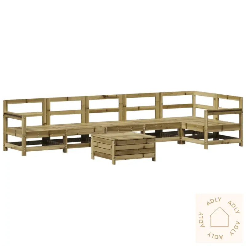 Hagesofasett 7 Deler Impregnert Furu
