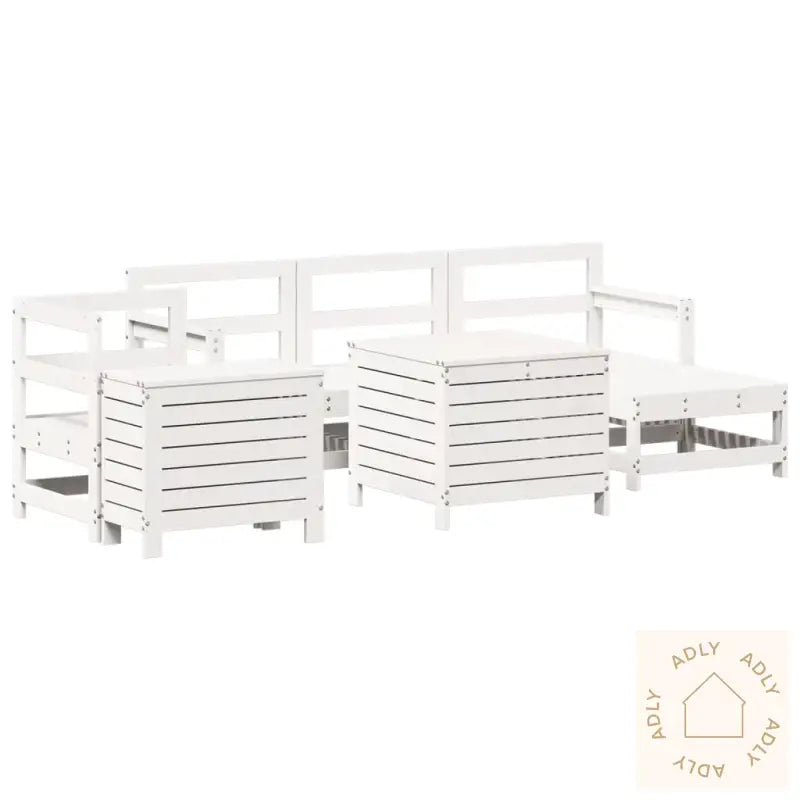 Hagesofasett 7 Deler Hvit Heltre Furu