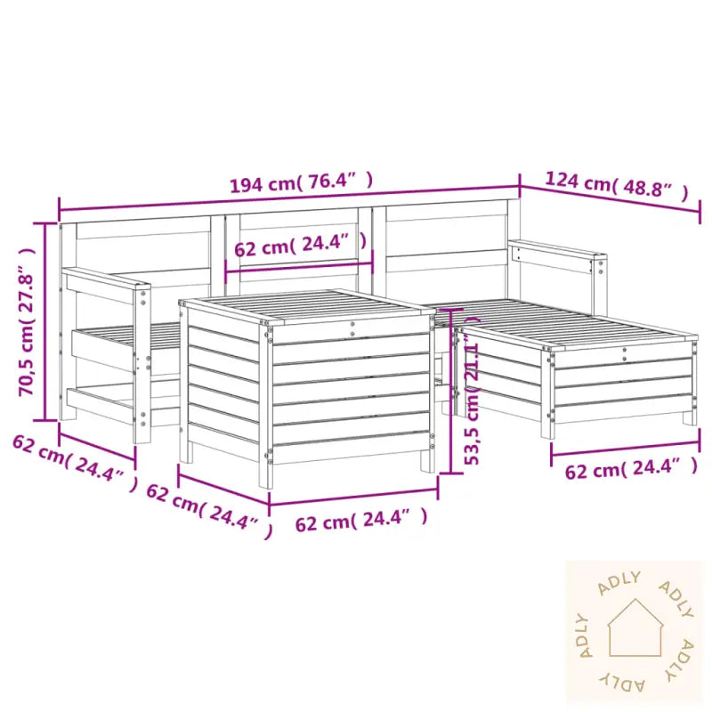 Hagesofagruppe 5 Deler Hvit Heltre Furu