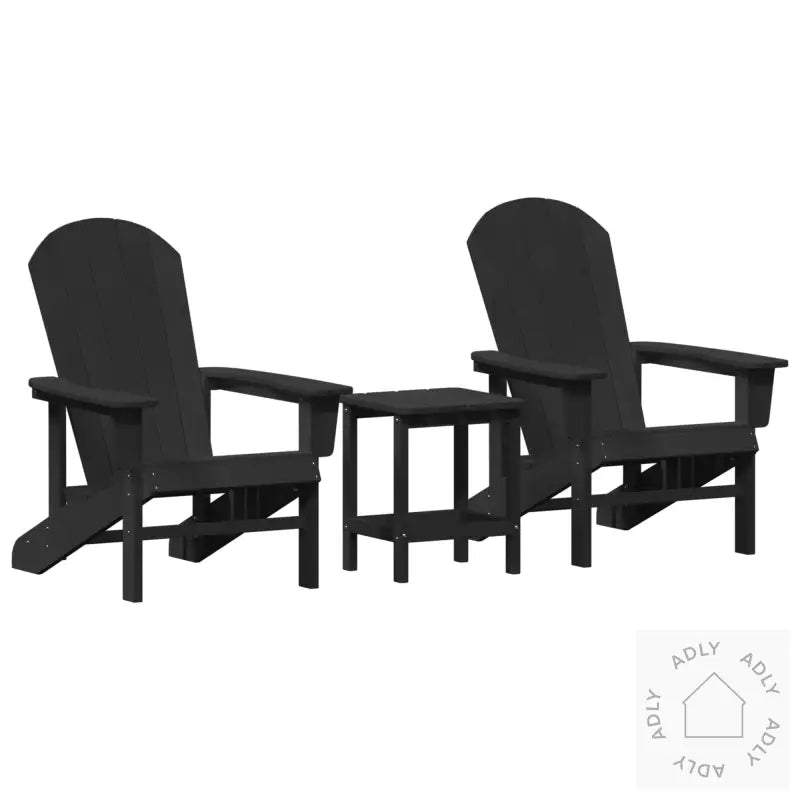 3-Delt Hage Lounge-Sett Svart Hdpe
