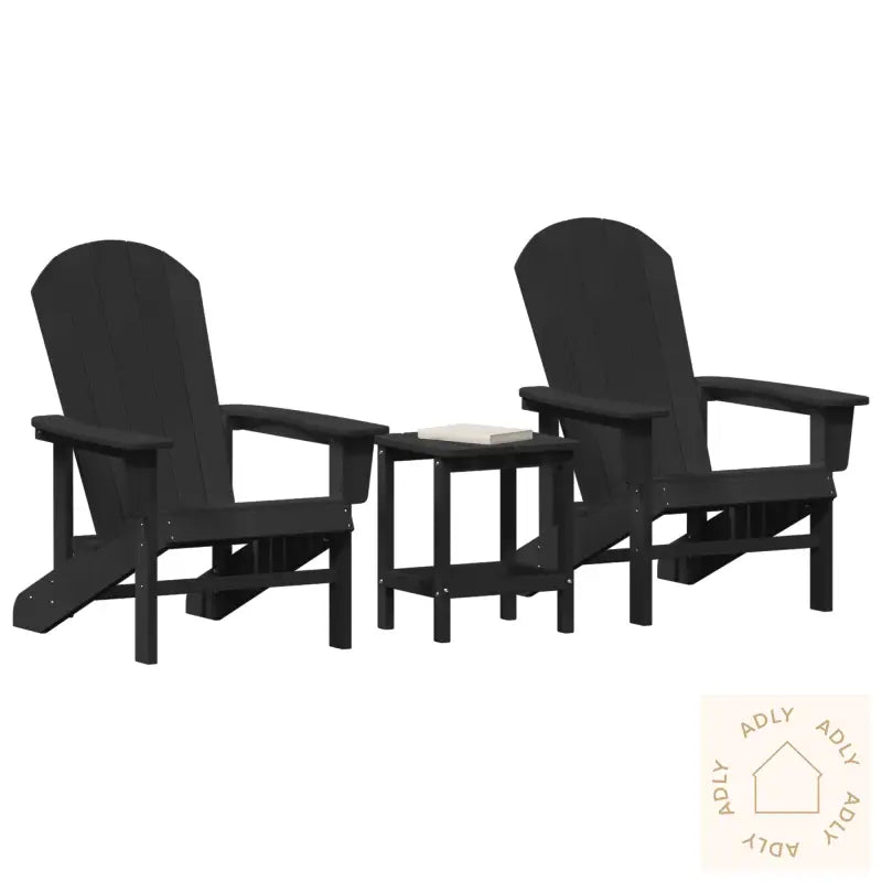 3-Delt Hage Lounge-Sett Svart Hdpe
