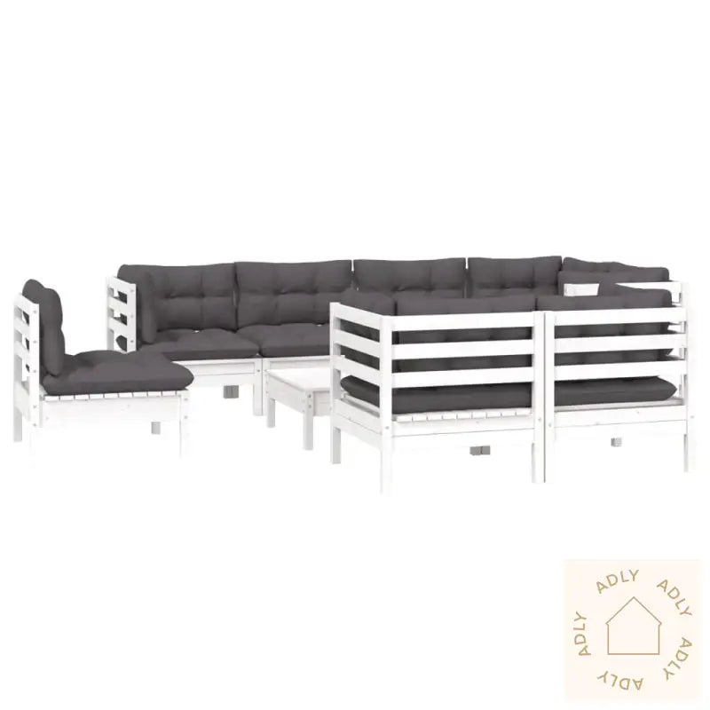 Hagesofagruppe Med Puter 9 Deler Hvit Heltre Furu