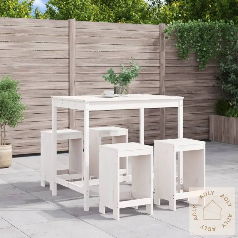 Hagebarsett 5 Deler Hvit Heltre Furu
