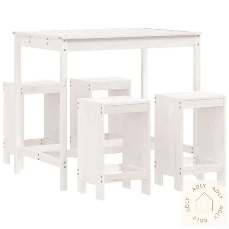Hagebarsett 5 Deler Hvit Heltre Furu