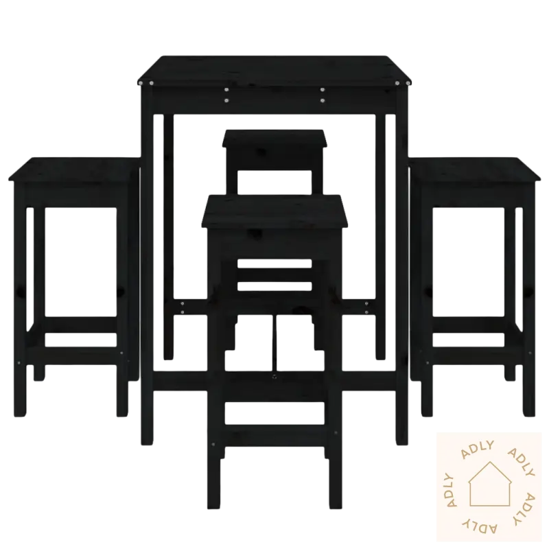 Sort svart heltre furu hagemøbler barsett med rustikt preg og stilfull design