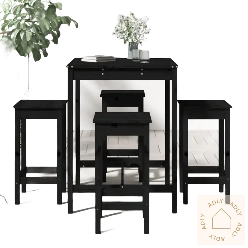 Black heltre furu barsett med rustikt preg for hagemøbler barsett stilfulle uteplassen