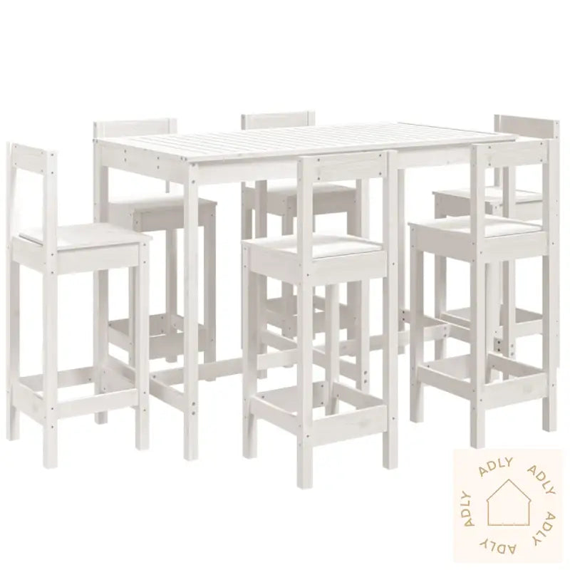 Hagebarsett 7 Deler Hvit Heltre Furu