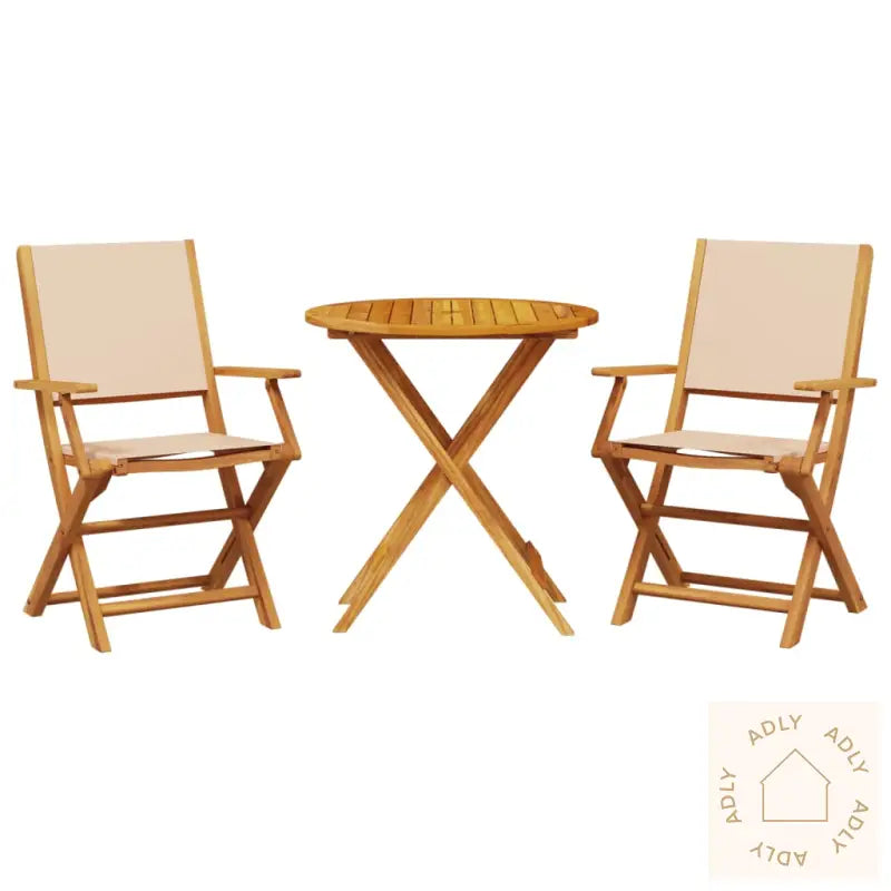 Bistrosett 3 Deler Beige Stoff Og Heltre