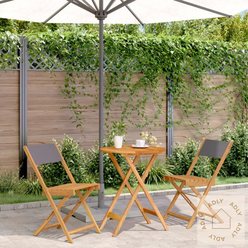 Bistrosett 3 Deler Antrasitt Stoff Og Heltre