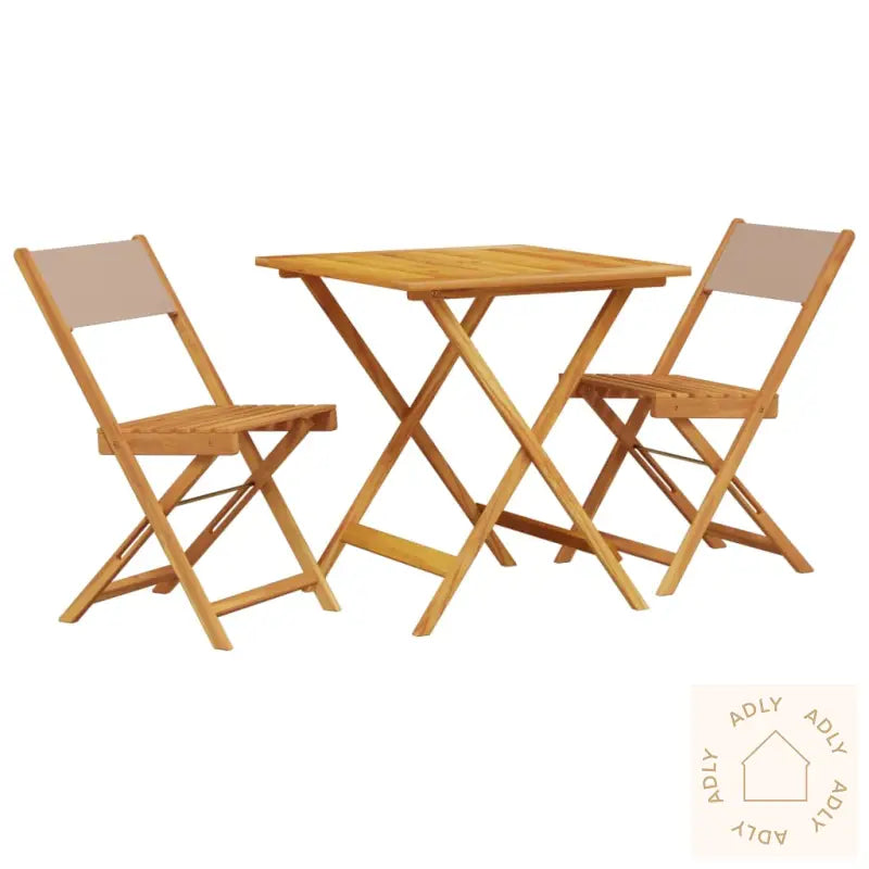 Bistrosett 3 Deler Gråbrun Stoff Og Heltre