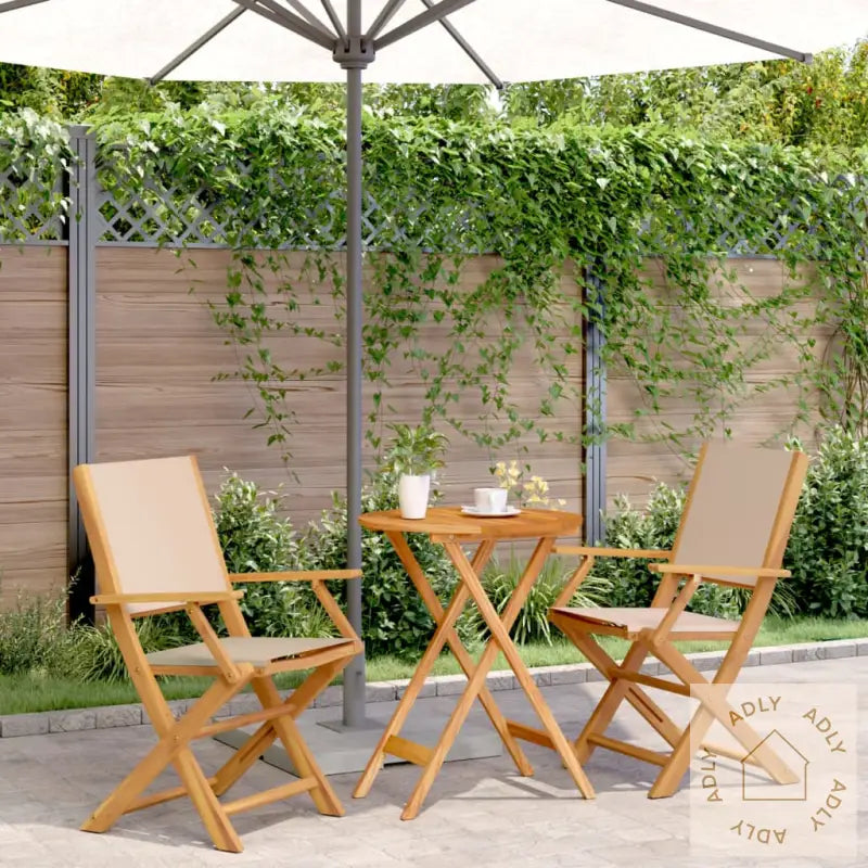 Bistrosett 3 Deler Beige Stoff Og Heltre