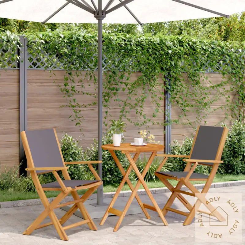 Bistrosett 3 Deler Antrasitt Stoff Og Heltre