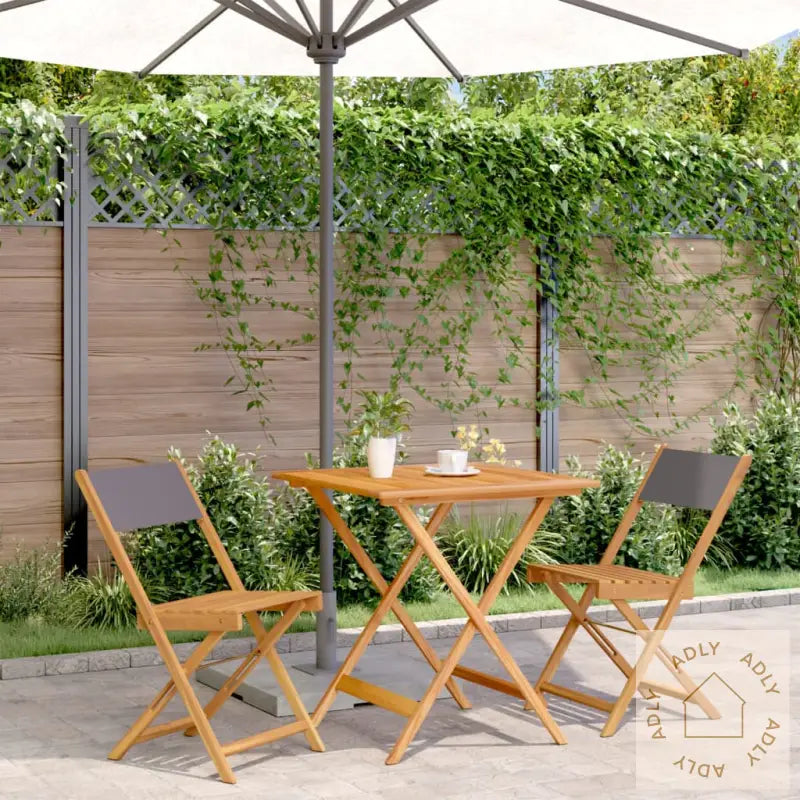 Bistrosett 3 Deler Antrasitt Stoff Og Heltre