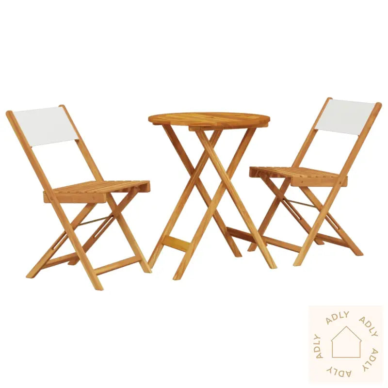 Bistrosett 3 Deler Kremhvit Stoff Og Heltre