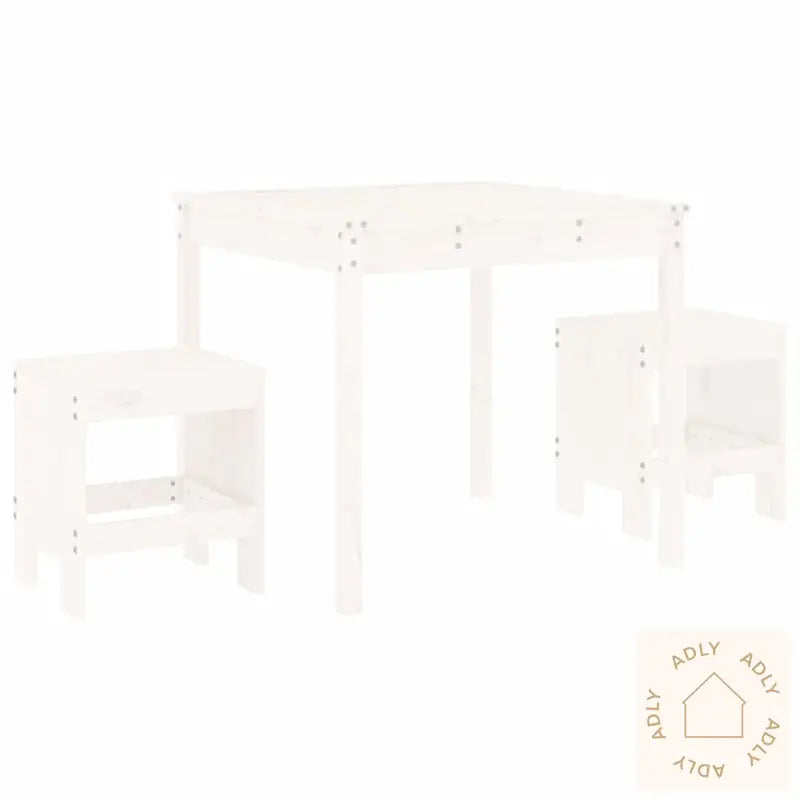 Hagebistrosett Hvit 3 Deler Heltre Furu
