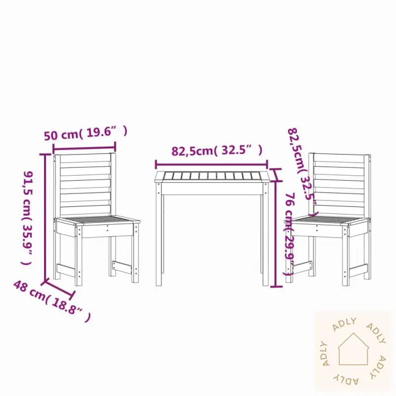 Hagebistrosett 3 Deler Heltre Furu