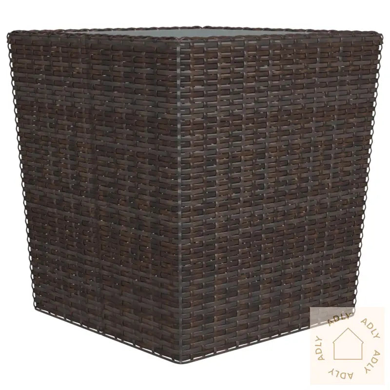 Bistrosett 3 Deler Polyrotting Og Herdet Glass Brun