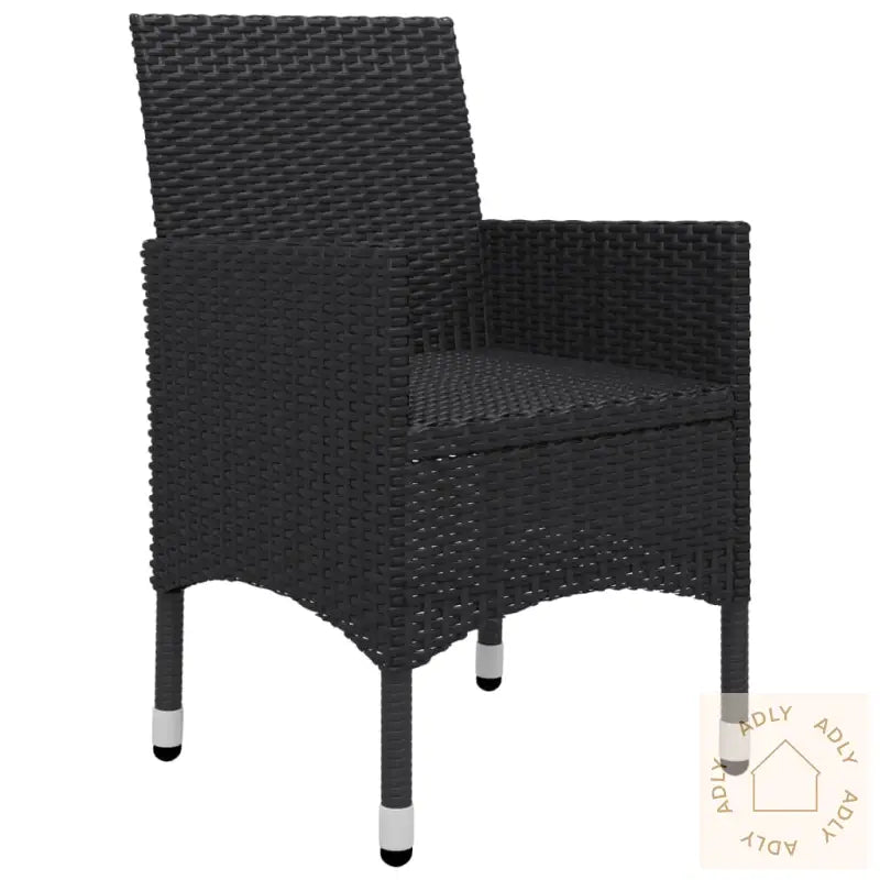 Hagebistrosett 3 Deler Polyrotting Og Herdet Glass Svart