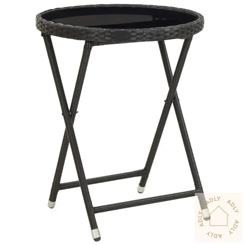 Hagebistrosett 3 Deler Polyrotting Og Herdet Glass Svart