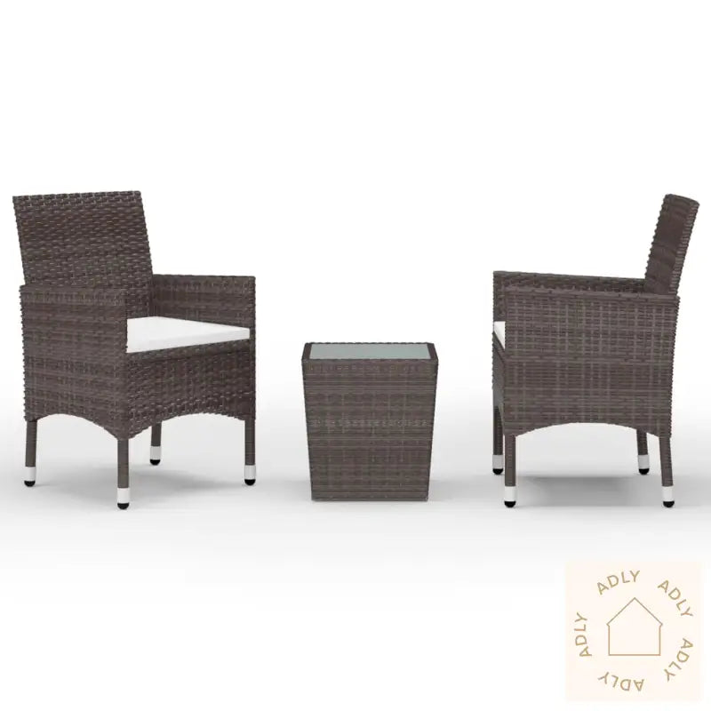 Hagebistrosett 3 Deler Polyrotting Og Herdet Glass Brun
