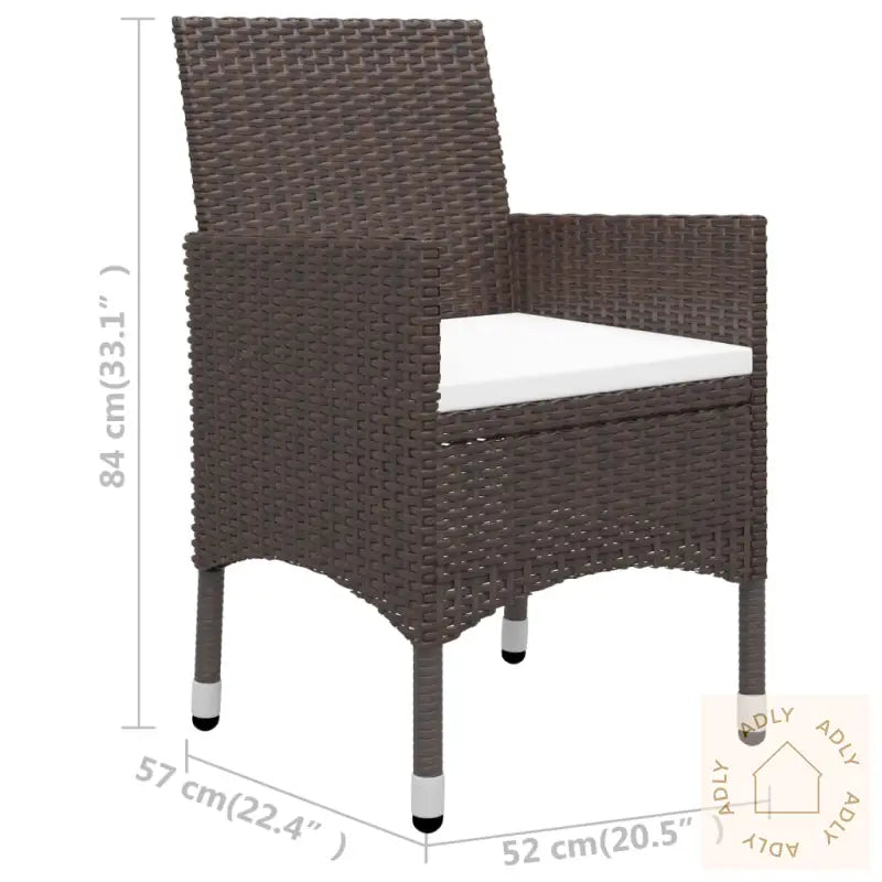 Hagebistrosett 3 Deler Polyrotting Og Herdet Glass Brun