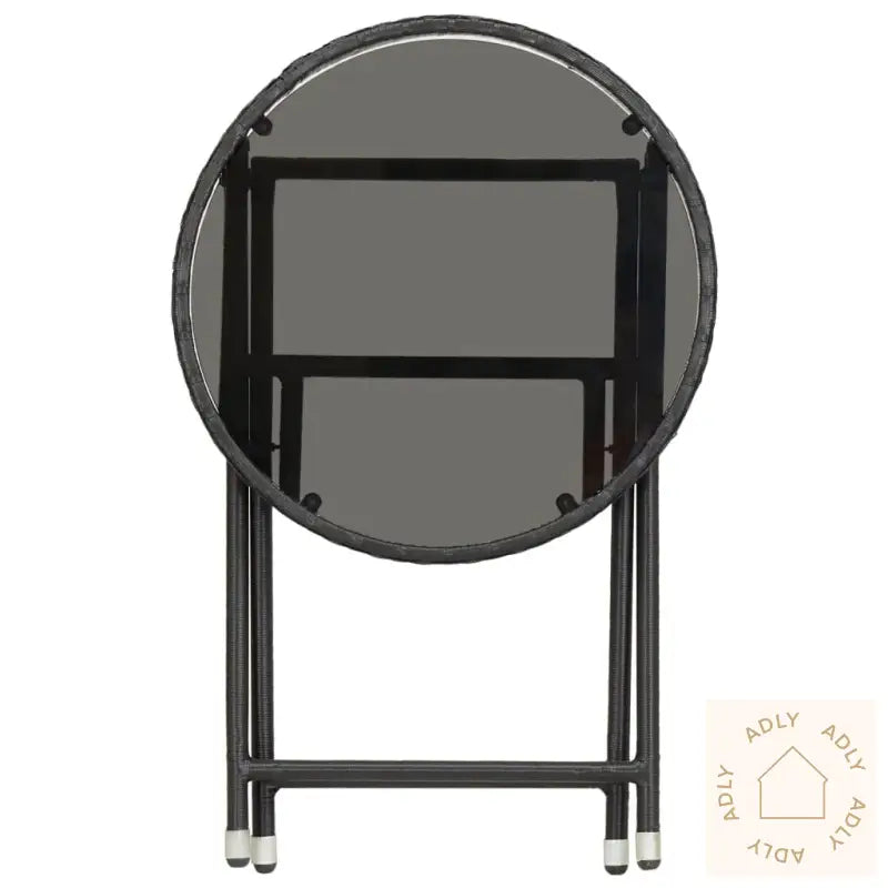 Hagebistrosett 3 Deler Polyrotting Og Herdet Glass Svart