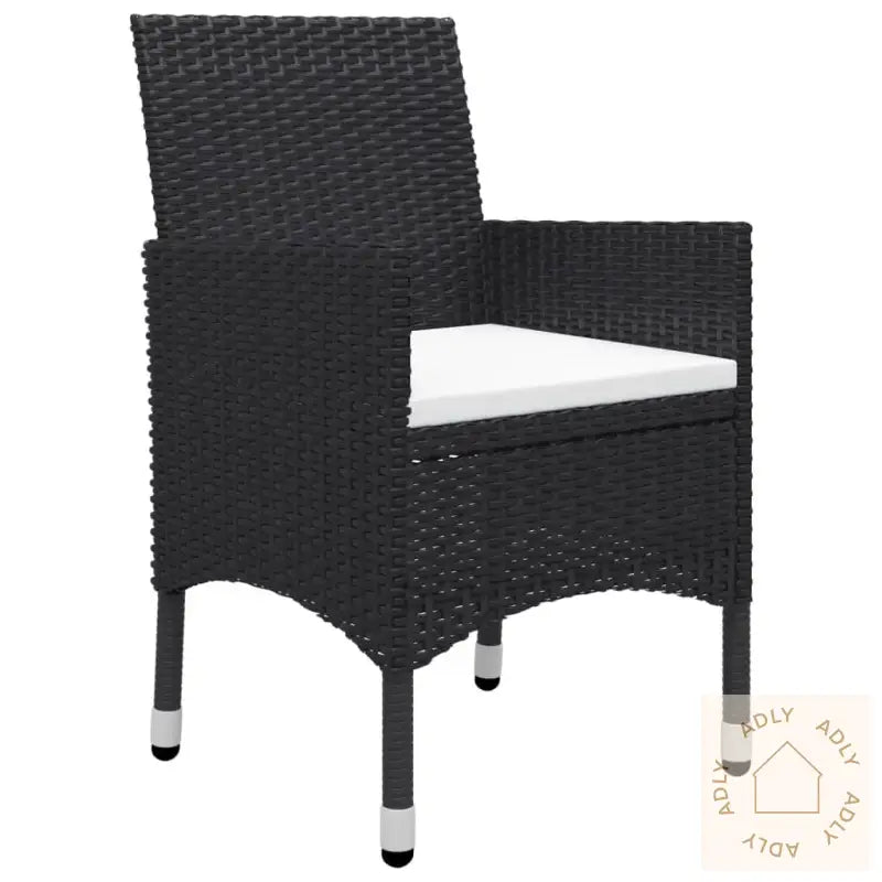 Hagebistrosett 3 Deler Polyrotting Og Herdet Glass Svart
