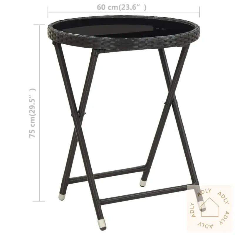 Hagebistrosett 3 Deler Polyrotting Og Herdet Glass Svart