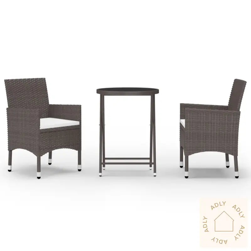 Hagebistrosett 3 Deler Polyrotting Og Herdet Glass Brun