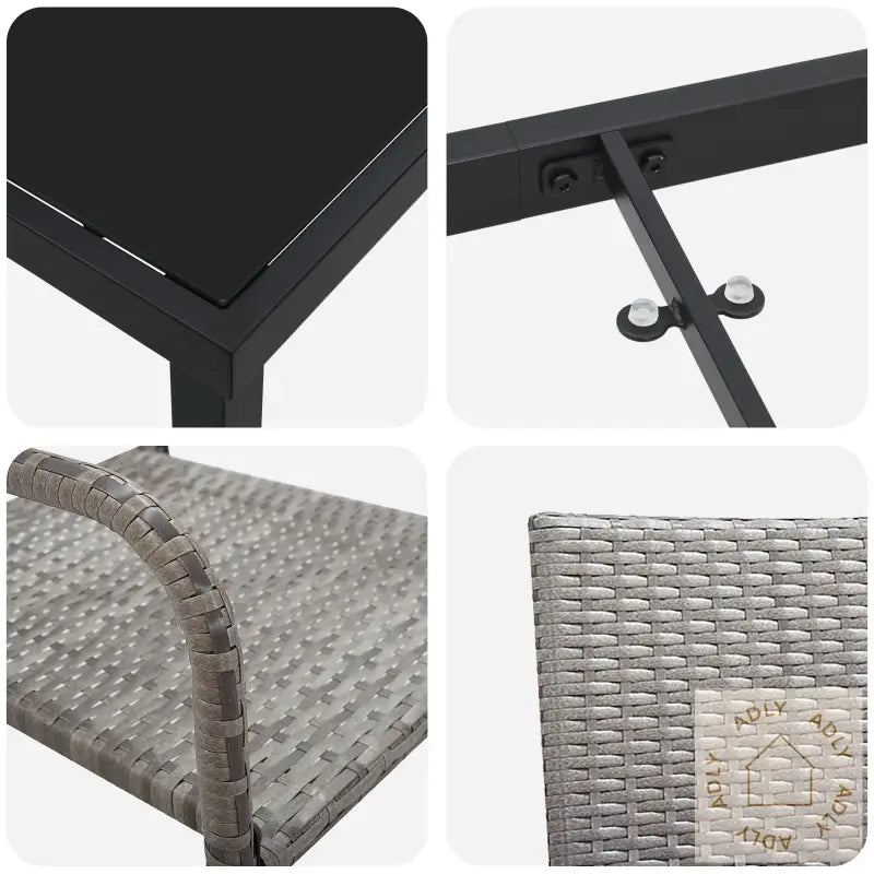 5 Delt Hage Spise Sett Grå Poly Rottig