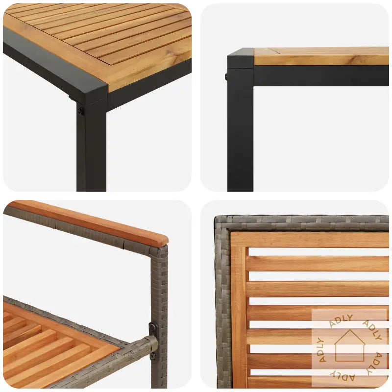 9-Delt Hagemøblet Set Grå Poly Rattan Akacia