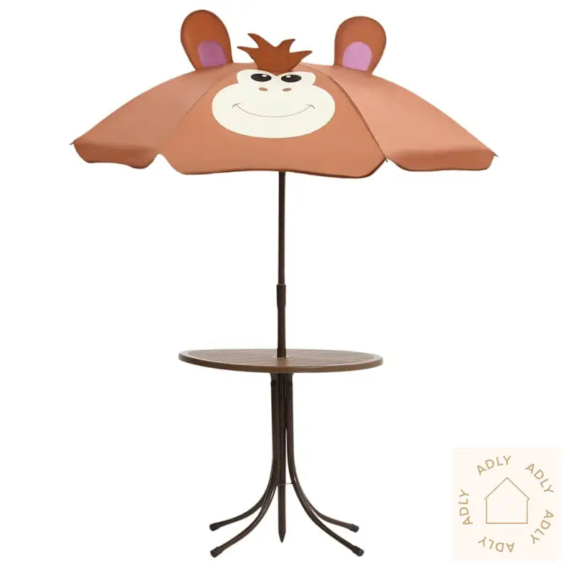 Hagegruppe Til Barn Med Parasoll 3 Deler Brun