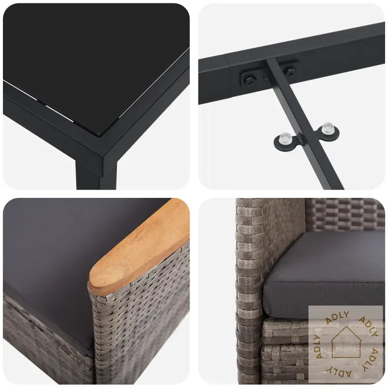 5-Delt Hage Spisestuest Med Puter Grå Poly-Rotinng