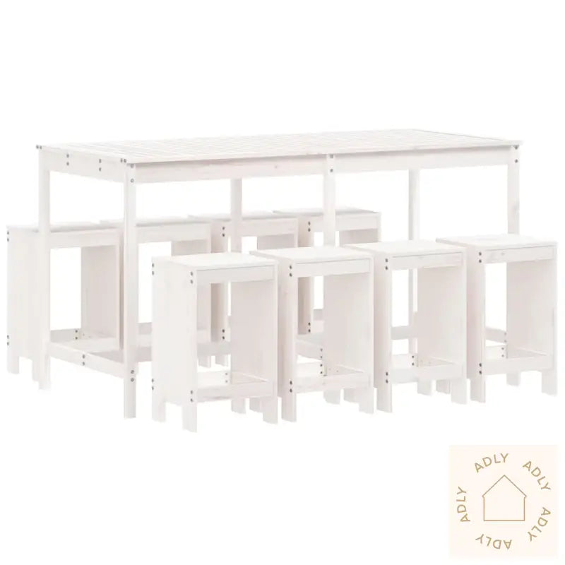 Hagebarsett 9 Deler Hvit Heltre Furu