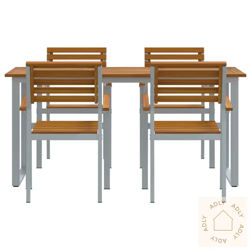 5-Delt Hagemøbelsett I Solid Akasietre Og Metall