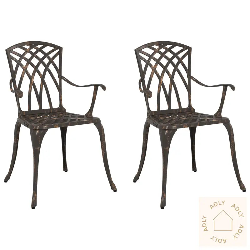 Hage Stoler 2 Stk Bronse Støpt Aluminium